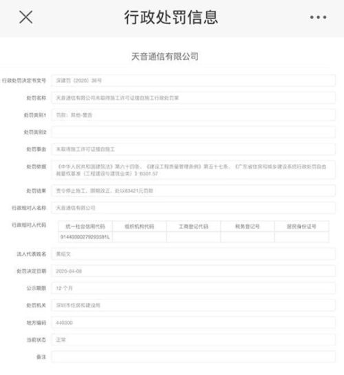 信息公开与企业责任 评天音控股子公司因无证施工及超范围经营屡遭处罚问题
